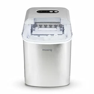 KB14 Eiswürfelmaschine. 12 kg Eiswürfel pro Tag, Produktionszeit 6-8 min. -2 Eiswürfelgrößen-Wasserstandsanzeige, 120 W Silber, Edelstahl, 2.1 liters