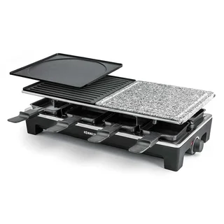 Raclette Grill RCS – 2 Wendegrillplatten, 1 Steingrillplatte, 8 Pfännchen, 8 Schaber, Antihaftbeschichtung Xylan Plus, stufenlose Temperaturregelung,