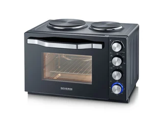 Back- und Toastofen mit Kochplatten, Backofen mit 30 L Garrauminhalt, Minibackofen mit Kochplatten zum Kochen, Grillen und Backen, Gesamtleistung 2500