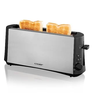 3810 Langschlitztoaster, 880 W für 2 Toastscheiben mit "Graubrot-Funktion" zum Toasten von verschiedenen Brotsorten, Brötchenaufsatz, Edelstahlgehäuse