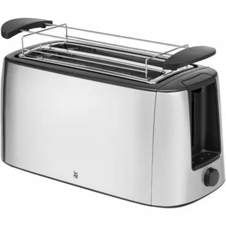 Bueno Pro Toaster Langschlitz 4 Scheiben mit Brötchenaufsatz, XXL Toast, Aufknusper-Funktion, 6 Bräunungsstufen, 1550W, Toaster edelstahl matt