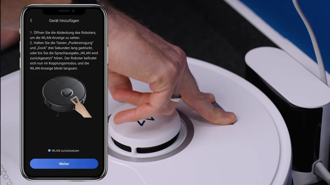 Vor dem Saugen kommt die Einrichtung. Erste Amtshandlung: WLAN zurücksetzen.